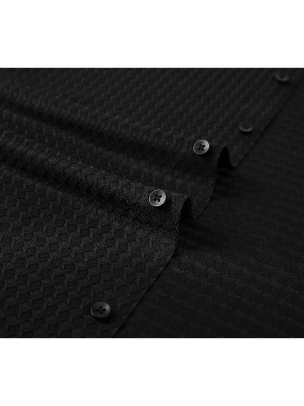 Men's Black Bubble Button Down Shirt 8-Way Stretch Wrinkle Free Casual - Picture 7 of 7